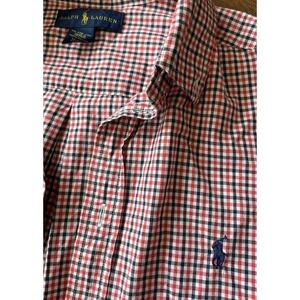 Polo Ralph Lauren Boys Button Up Dress Shirt Red Plaid Extra Large/XL (18-20)